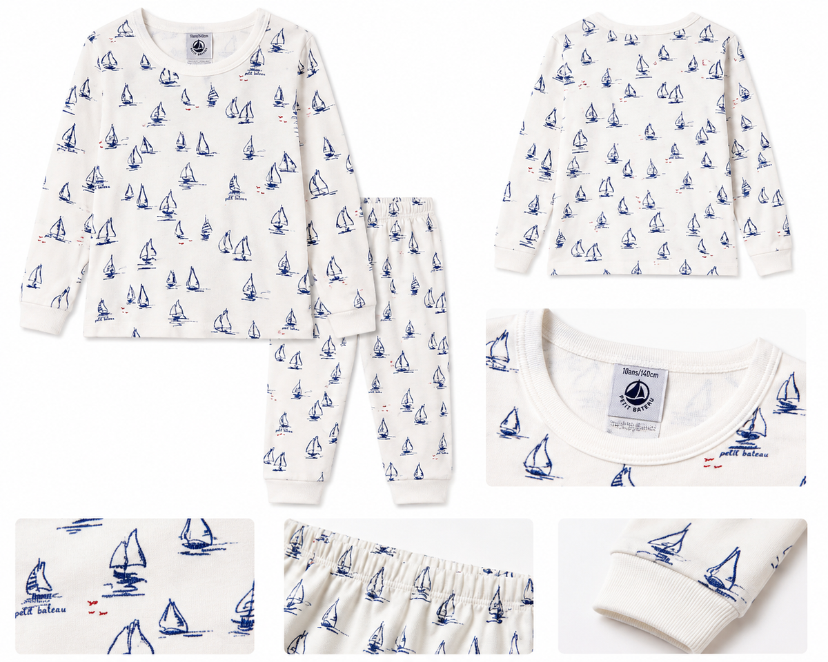 Petit Bateau fitted pyjamas sailboat