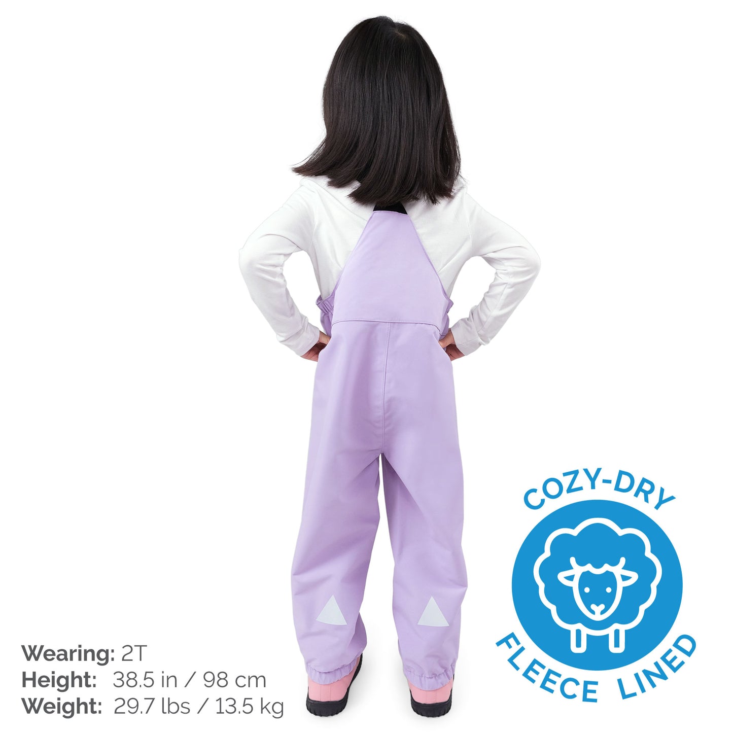 Kids Fleece Lined Rain Overalls | Lavender - Hello Kids Baby Store
