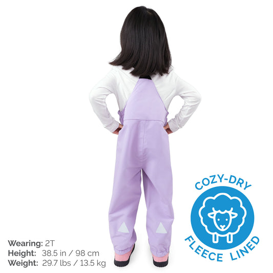 Kids Fleece Lined Rain Overalls | Lavender - Hello Kids Baby Store
