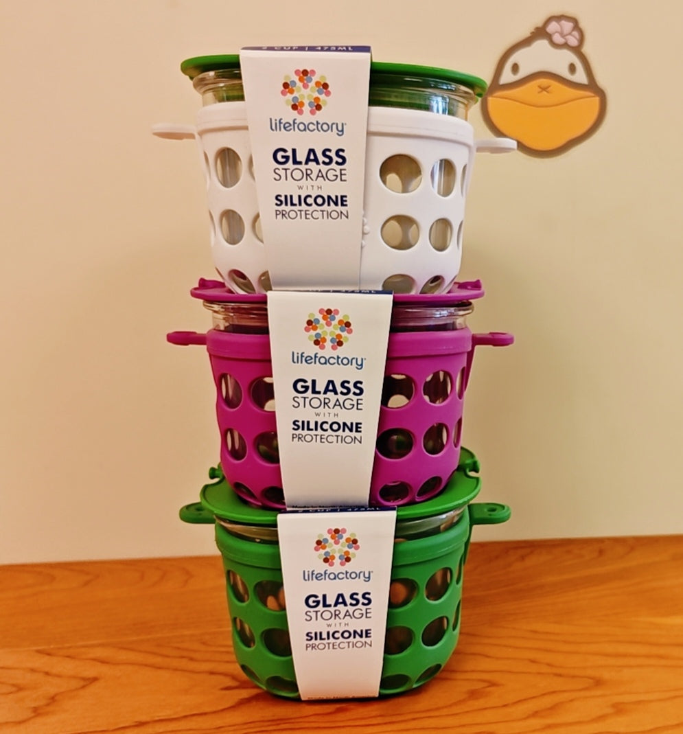 Lifefactory 2-Cup Glass Food Storage with Silicone Sleeve(475ML) - Hello Kids Baby Store