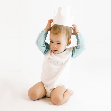 Nest Designs Organic Cotton Long Sleeve Onesie Royal Pig - Hello Kids Baby Store