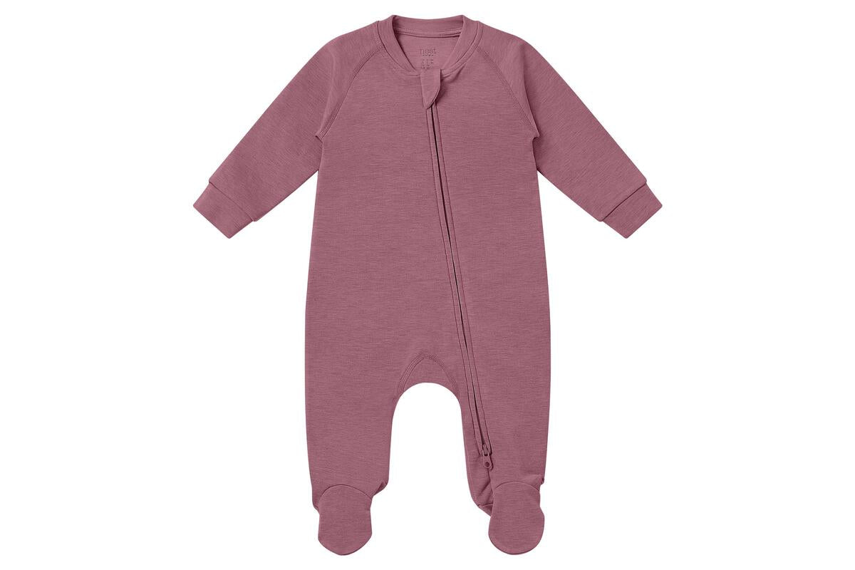 Long Sleeve Footed Sleeper (Tanboocel) - Pantone Hawthorn Rose - Hello Kids Baby Store