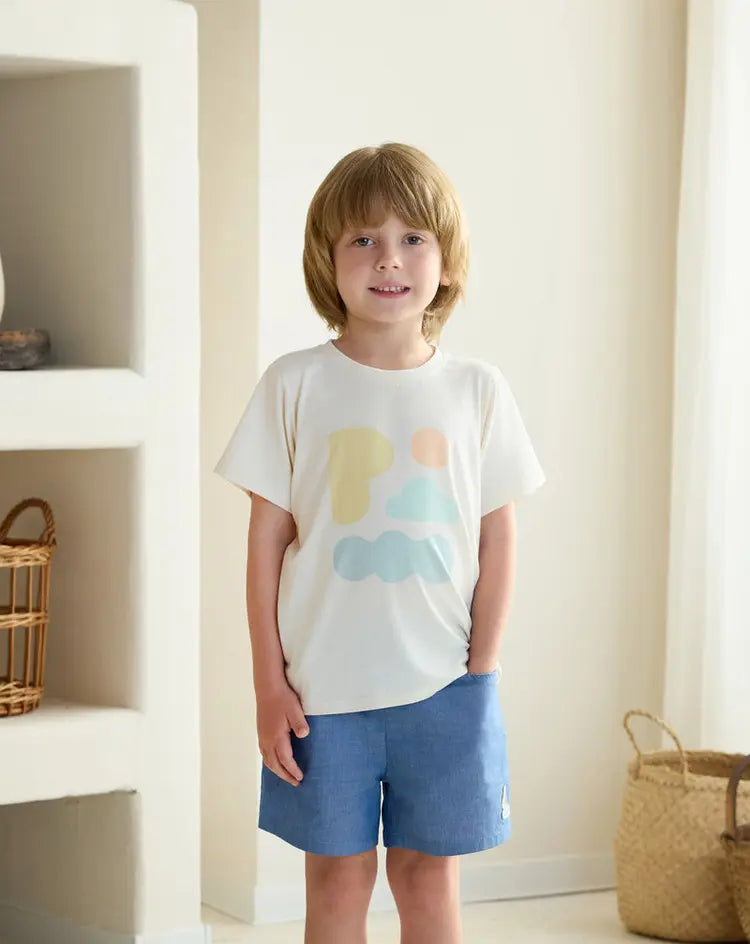 Cotton Short Sleeve Tee-Jet Stream - Hello Kids Baby Store