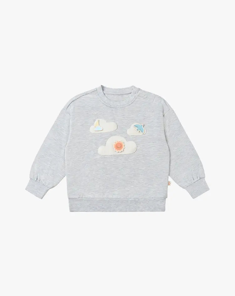 French Terry Drop Shoulder Long Sleeve Sweatshirt-Fog Grey - Hello Kids Baby Store