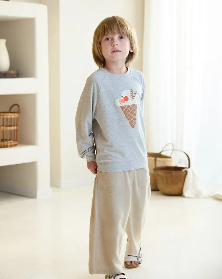French Terry Raglan Long Sleeve Sweatshirt-Fog Grey - Hello Kids Baby Store