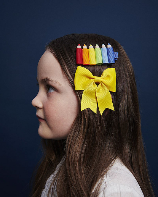ROW OF PENCILS – ALLIGATOR CLIP – MULTI COLORS - Hello Kids Baby Store
