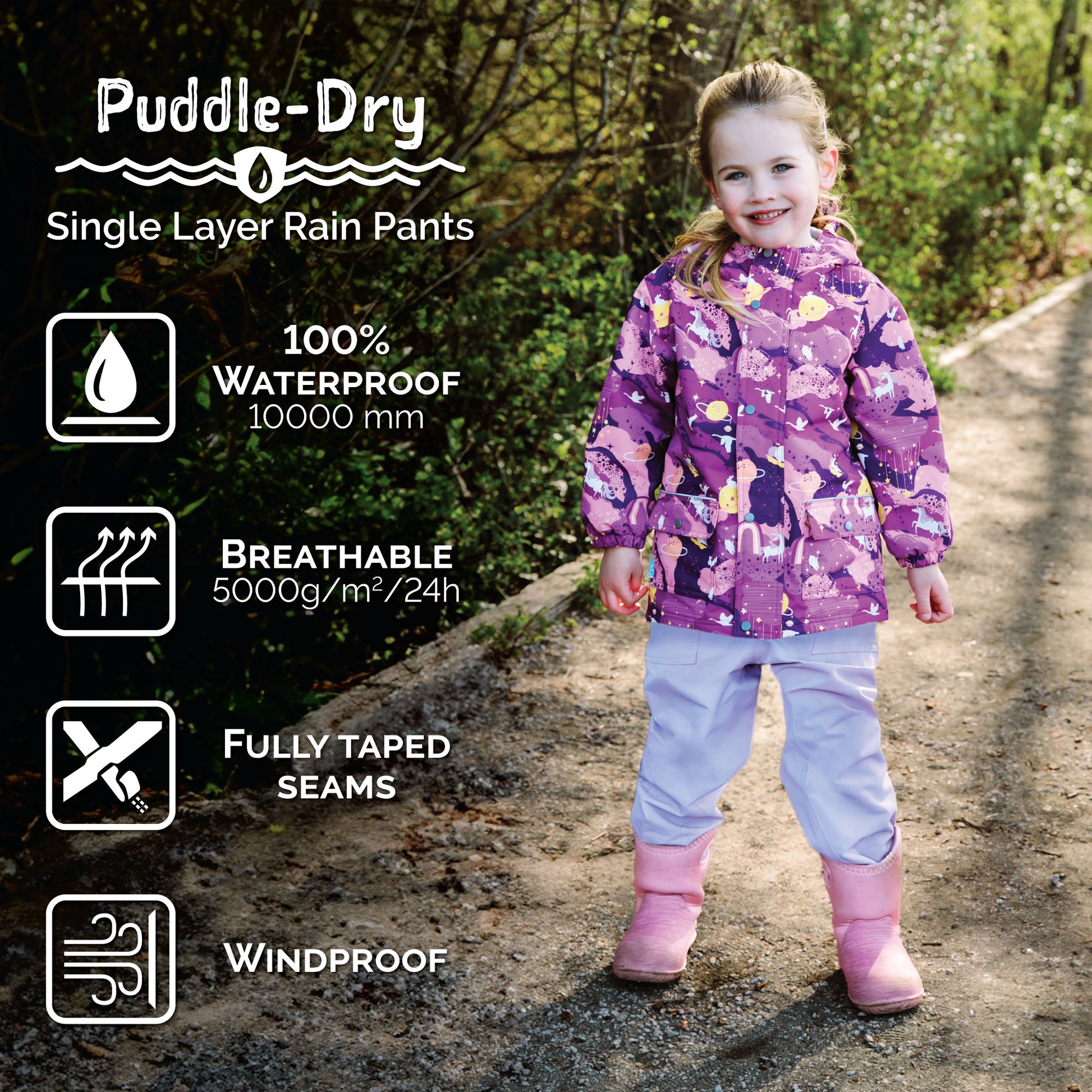Kids Single Layer Rain Pants | Space Dinos - Hello Kids Baby Store
