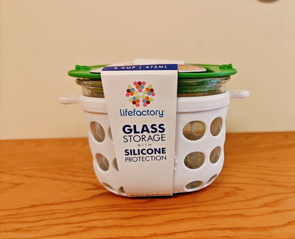 Lifefactory 2-Cup Glass Food Storage with Silicone Sleeve（475ML） - Hello Kids Baby Store