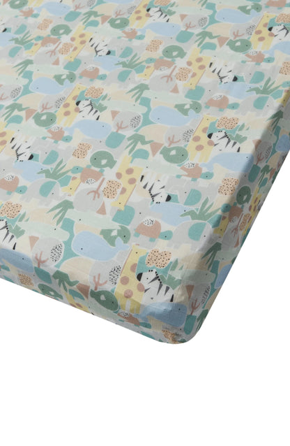 Muslin Crib Sheet-Animal Puzzle - Hello Kids Baby Store