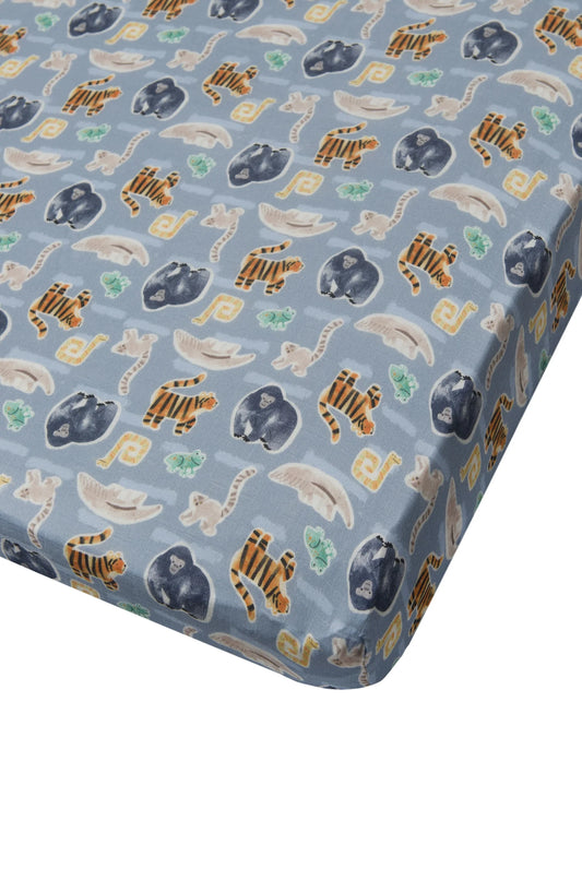 Muslin Crib Sheet-Jungle Friends - Hello Kids Baby Store