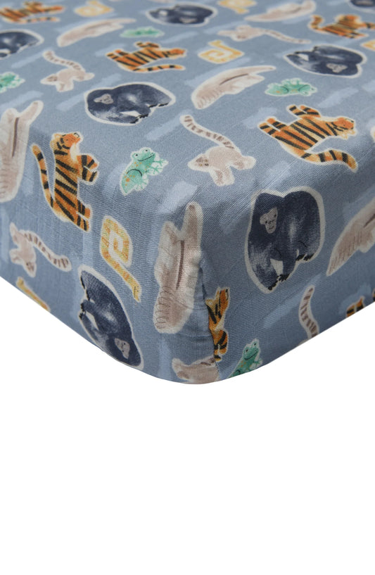Muslin Crib Sheet-Jungle Friends - Hello Kids Baby Store
