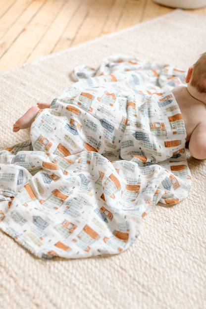 Muslin Swaddle-Home Sweet - Hello Kids Baby Store