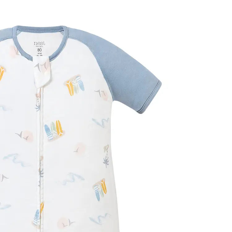 Bamboo Pima Raglan Short Sleeve Footed Sleep Bag | 0.6 TOG - Hello Kids Baby Store