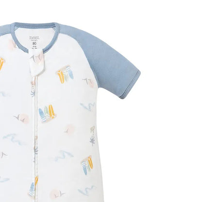 Bamboo Pima Raglan Short Sleeve Footed Sleep Bag | 0.6 TOG - Hello Kids Baby Store