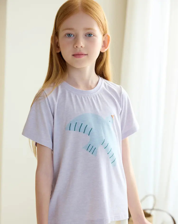 Cotton Short Sleeve Tee-Lavender Blue - Hello Kids Baby Store