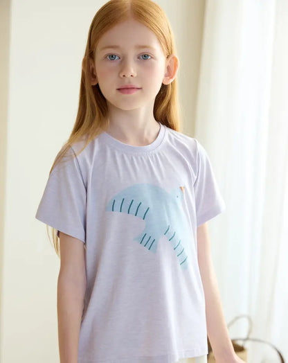 Cotton Short Sleeve Tee-Lavender Blue - Hello Kids Baby Store