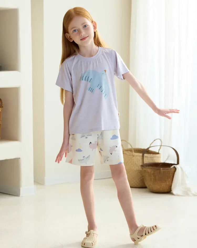 Cotton Short Sleeve Tee-Lavender Blue - Hello Kids Baby Store