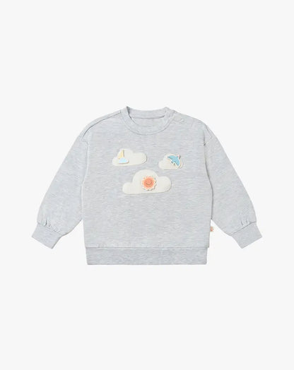 French Terry Drop Shoulder Long Sleeve Sweatshirt-Fog Grey - Hello Kids Baby Store