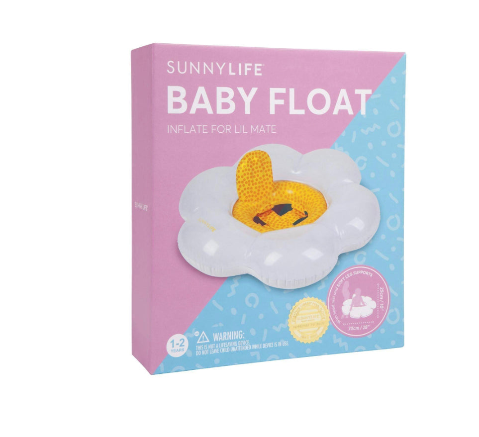 Sunnylife Kids Inflatable Pool or Beach Floating Seat Raft for Baby or Infants - Daisy White - Hello Kids Baby Store