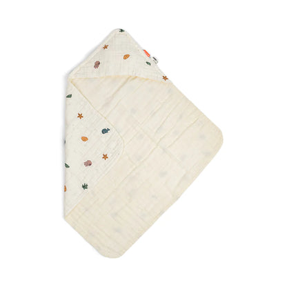 Done by Deer - Hooded towel GOTS Sea friends Beige - Hello Kids Baby Store
