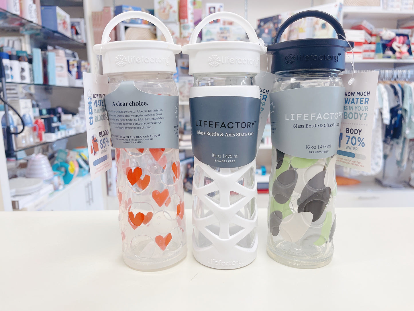 LifeFactory Axis Straw Cap Glass Bottle - Hello Kids Baby Store