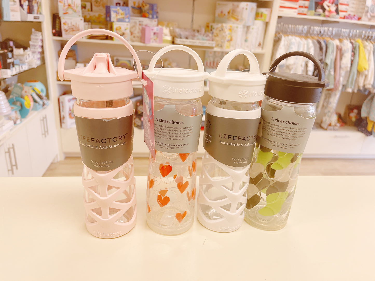 LifeFactory Axis Straw Cap Glass Bottle - Hello Kids Baby Store