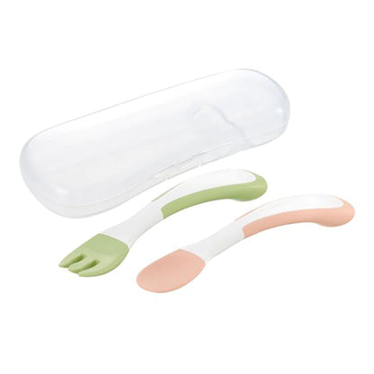 Richell Easy-Grip Spoon & Fork w/Case - Hello Kids Baby Store