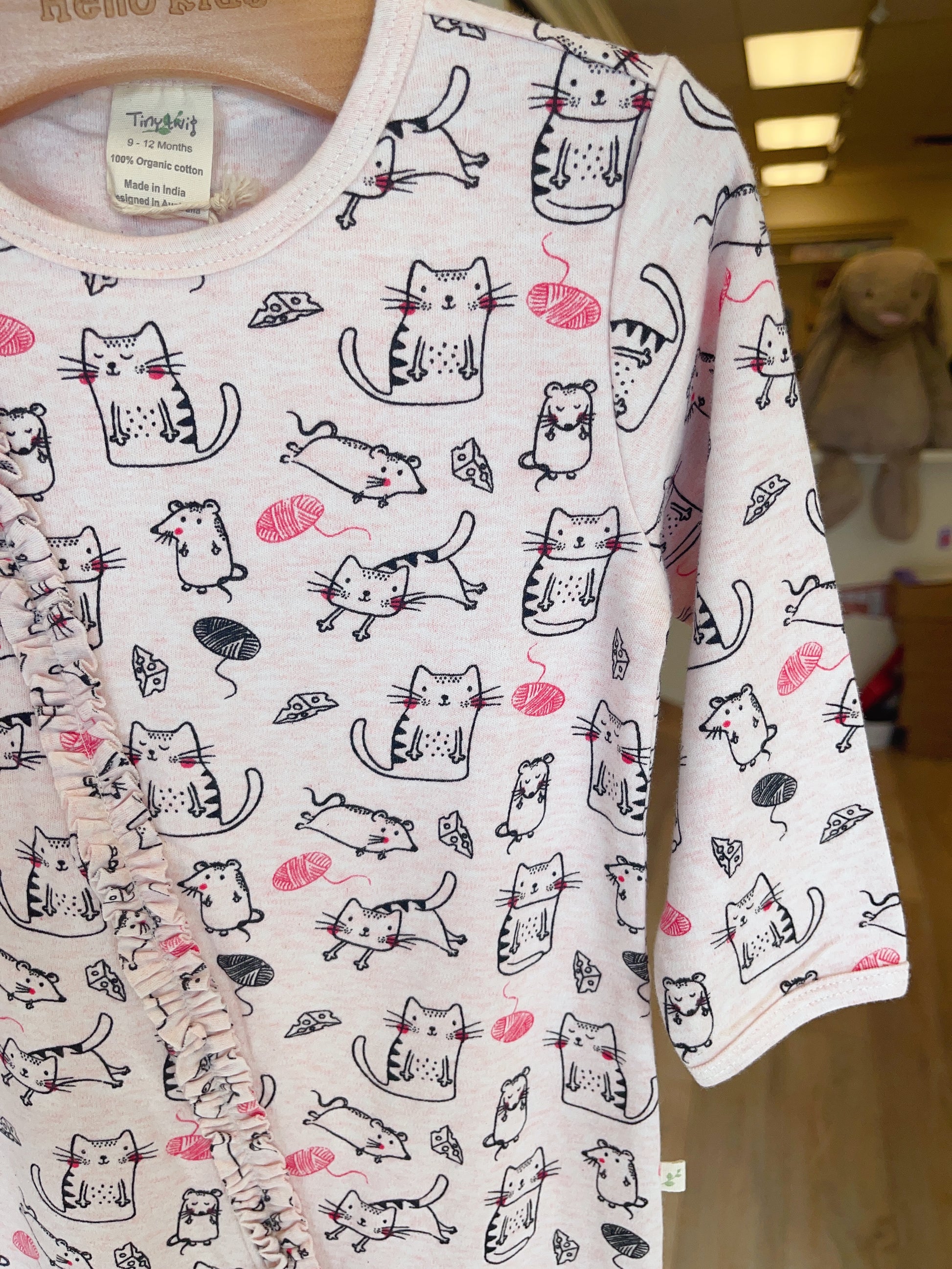 tiny twig organic Long sleeve zipsuit- Crafty Cat - Hello Kids Baby Store