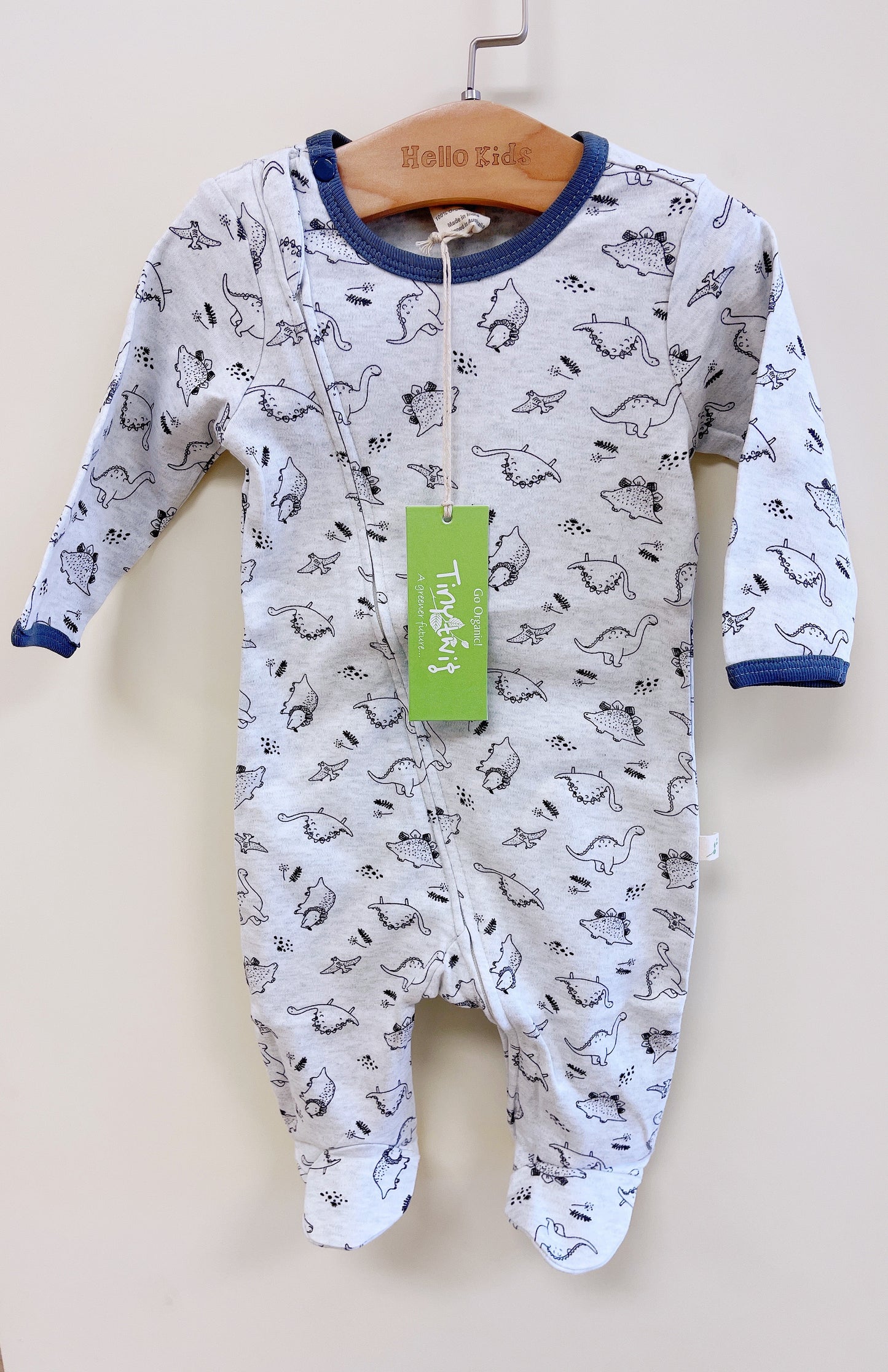 tiny twig organic Long sleeve zipsuit-Dino Print - Hello Kids Baby Store