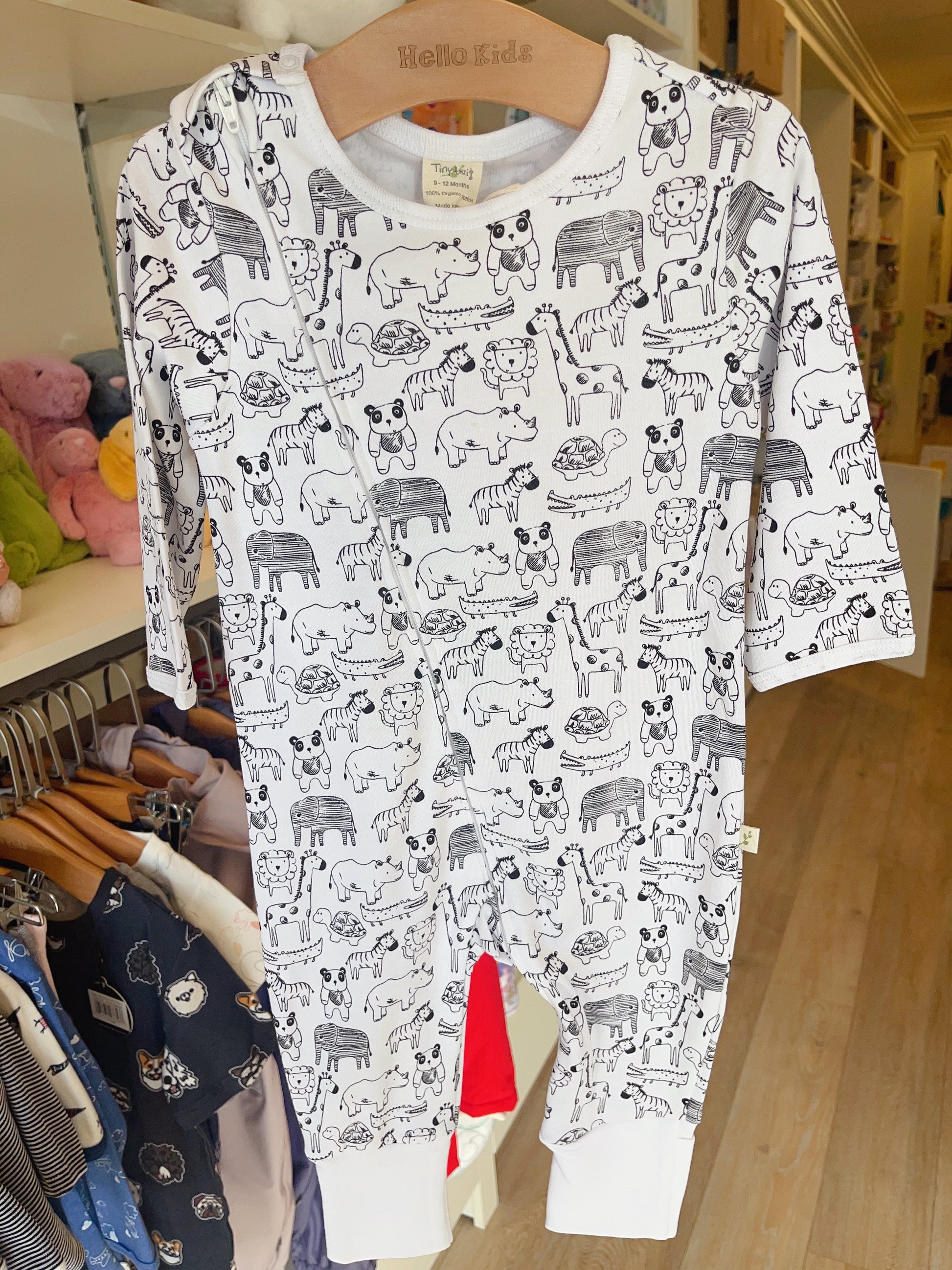 tiny twig organic Long sleeve zipsuit- Jungle Jive - Hello Kids Baby Store