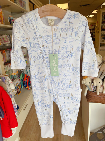 tiny twig organic Long sleeve zipsuit- Lakeside - Hello Kids Baby Store