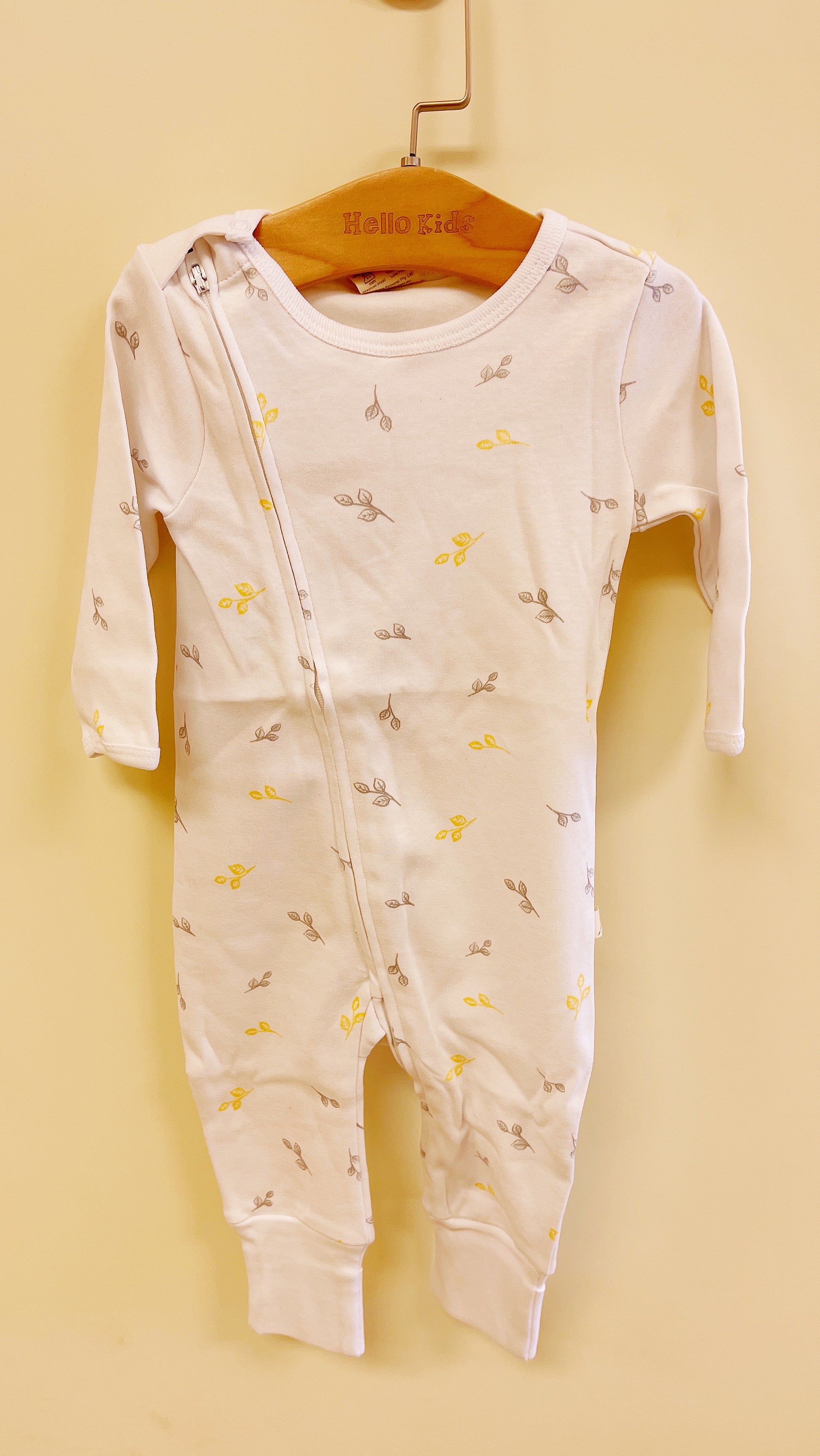 tiny twig organic Long sleeve zipsuit-Tiny leaf - Hello Kids Baby Store