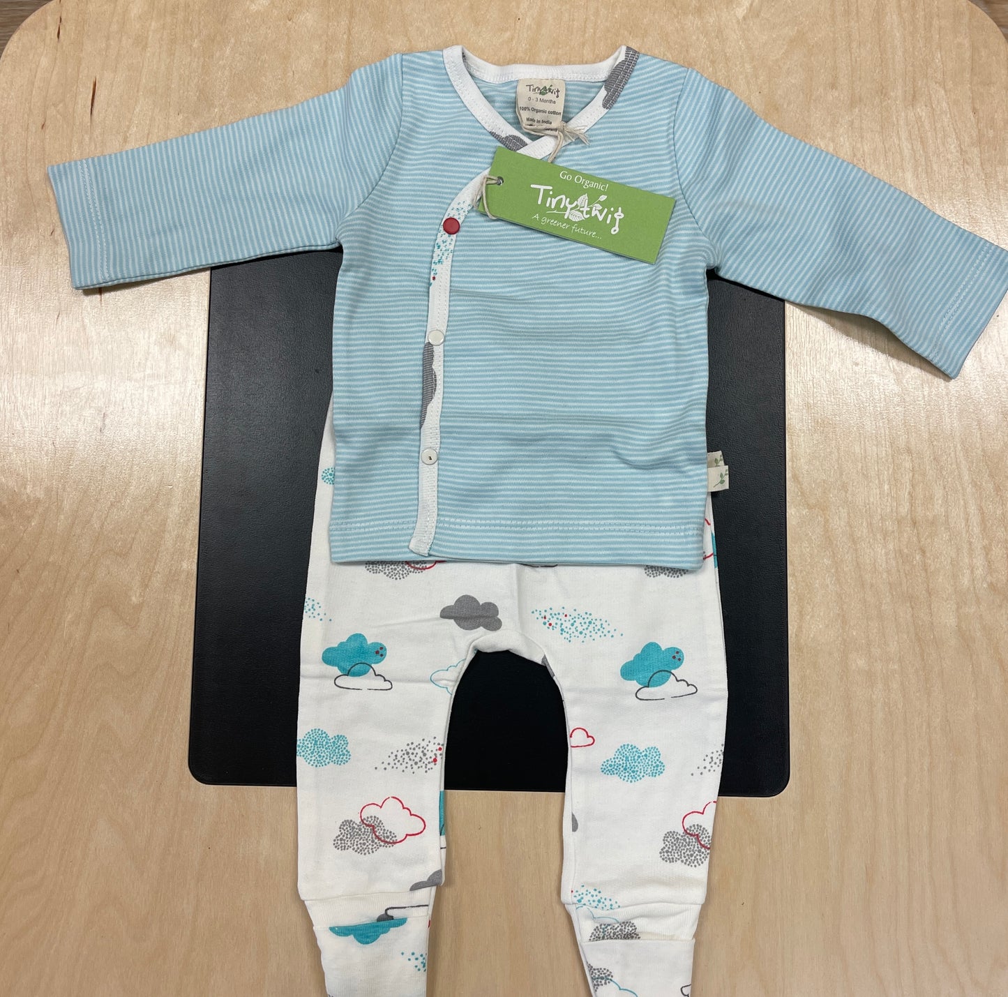 tiny twig organic Pj set- Blue stripes /home school - Hello Kids Baby Store