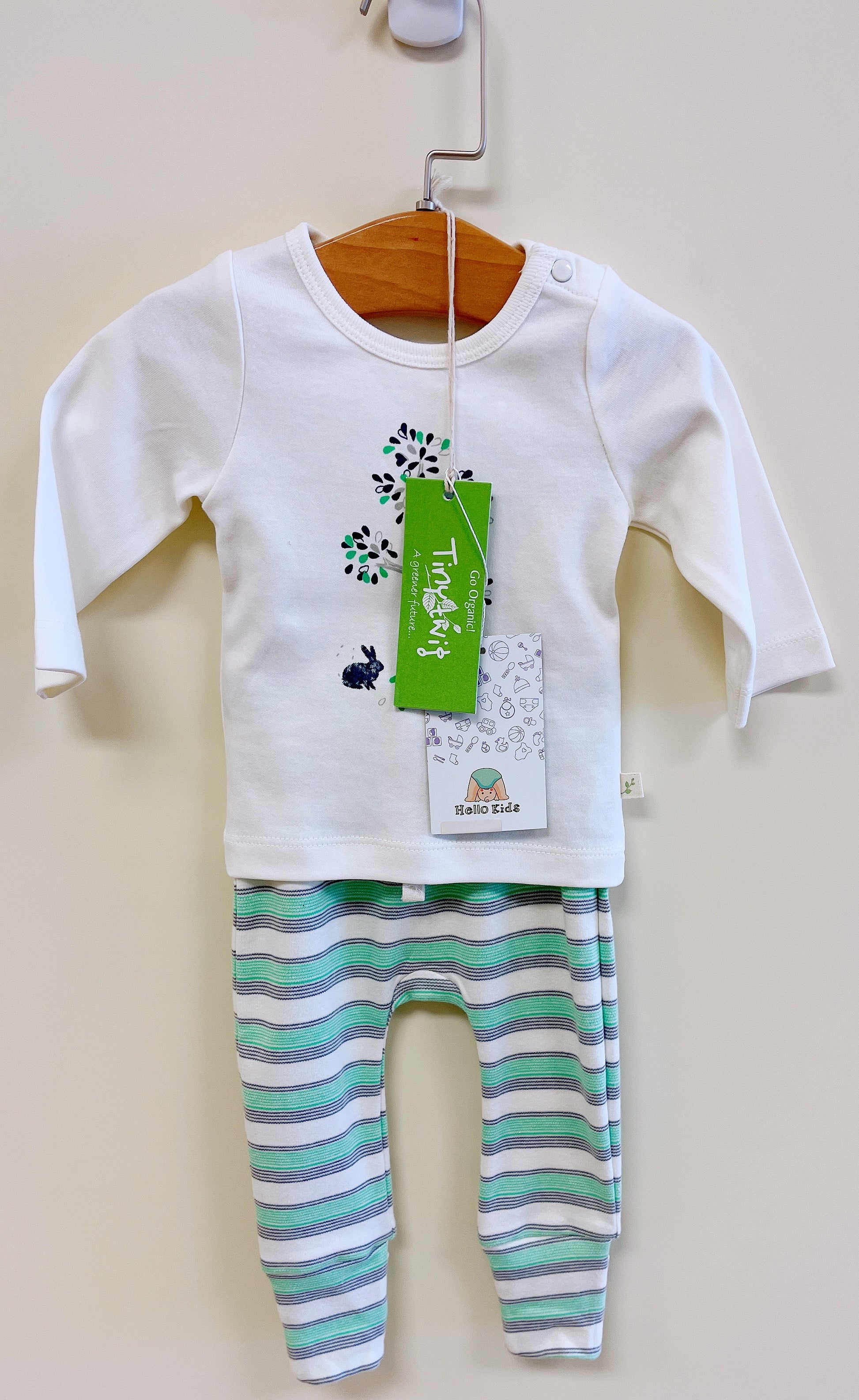 tiny twig organic Pj set-Garden Helper/cedar stripes - Hello Kids Baby Store